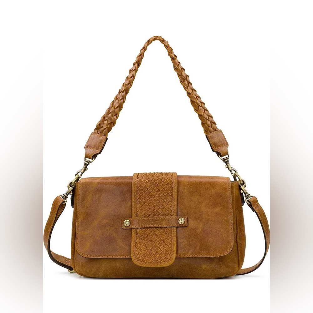 Patricia Nash Elba Flap Convertible Crossbody Shoulder Bag (Cognac)